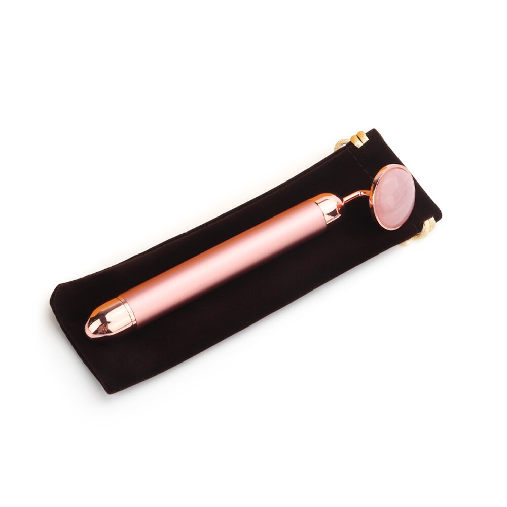 Goud Schoonheid Bar Trillingen Facial Roller Elektrische Stimulator Met Jade Hoofd Anti-Rimpel Huidverstrakking Rose Quartz Gezicht Massage: Rose gold without bo