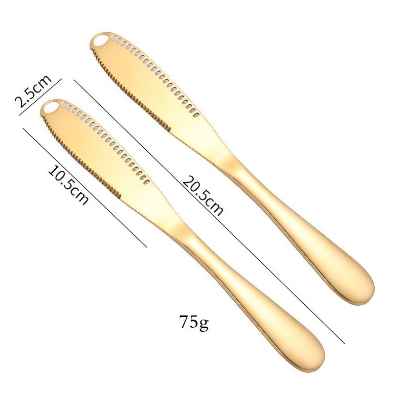 Couteau à beurre en acier inoxydable 3 en 1, bigoudi, Gadgets de cuisine, ensemble de 2 en or: Gold