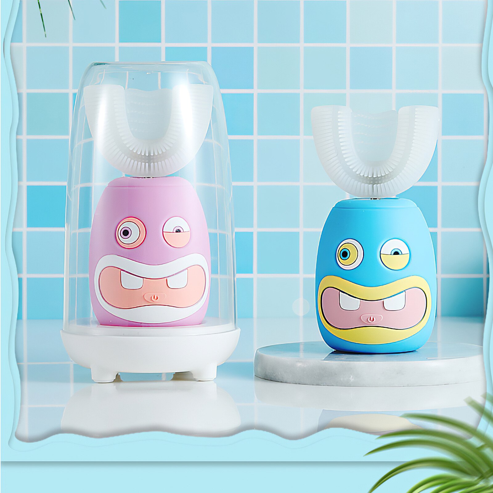 Brosse à dents électrique sonique automatique et intelligente pour enfants, brosse à dents saine et Durable, à 360 degrés, pour salle de bain, lumière bleue et blanche
