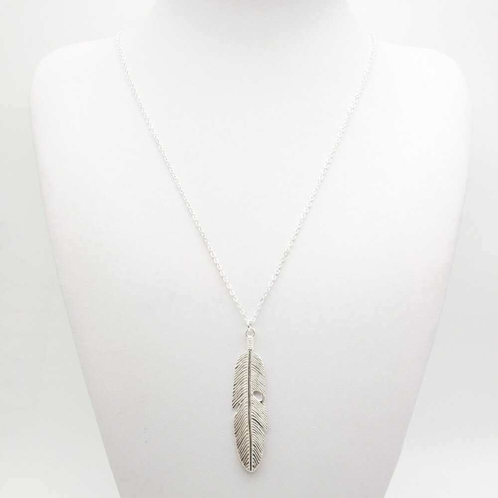 Mode Veer Kettingen Voor Vrouwen Lange Trui Keten Sieraden Leaf Hangers Chocker Ketting Bijoux: Silver