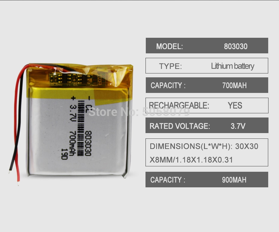 1pcs Rechargeable 700mAh Li-ion Battery Cell 803030 Lithium Polymer Li-Po li ion Battery Lipo cells For Toy GPS MP3 MP4