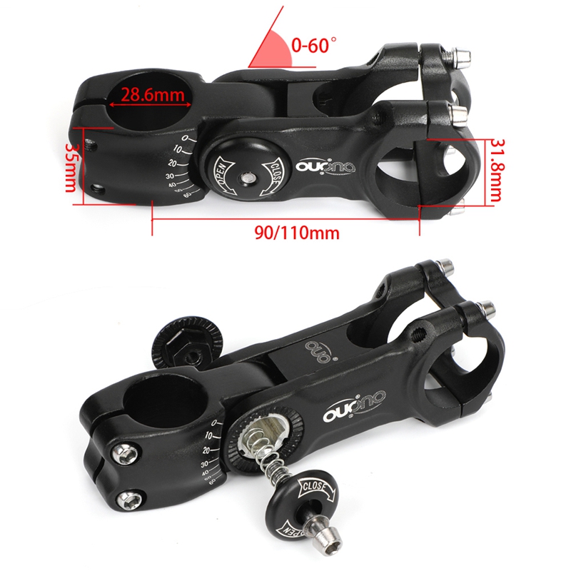 OUO 0-60 Degree Adjust Stem Adjustable Bike Handlebar Stem MTB Road Bicycle Stem Riser