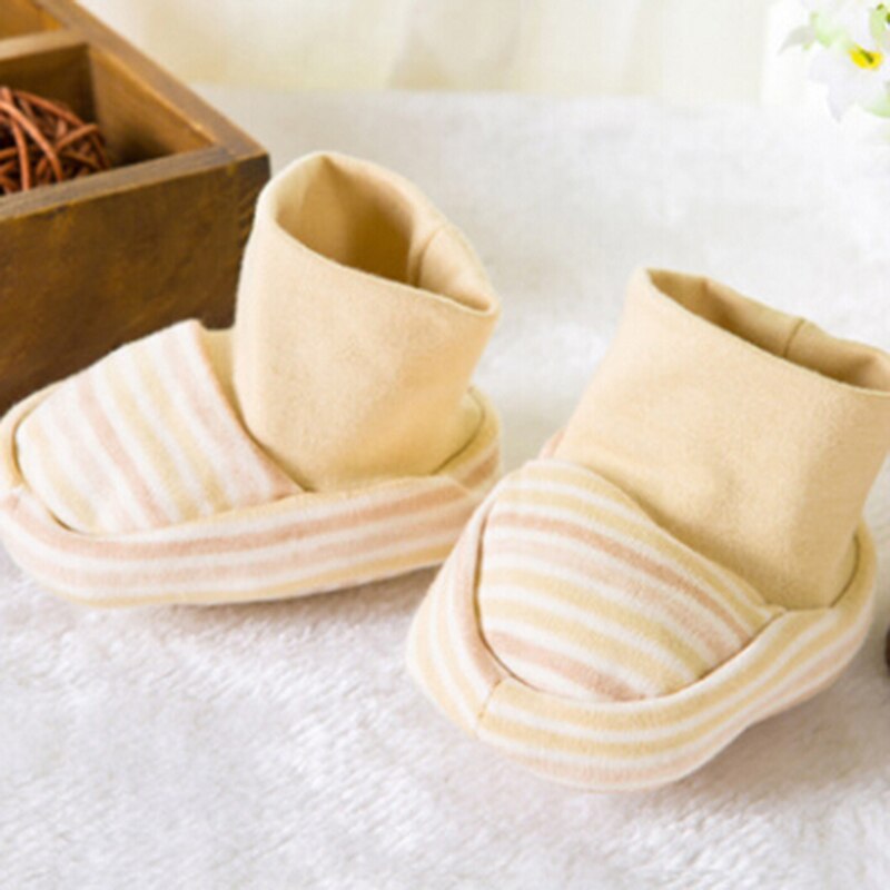 Newborn Protection Face 100% Cotton Anti Scratching Gloves Foot Cover Baby Striped Glove Cartoon Pattern Anti-grasping Gloves