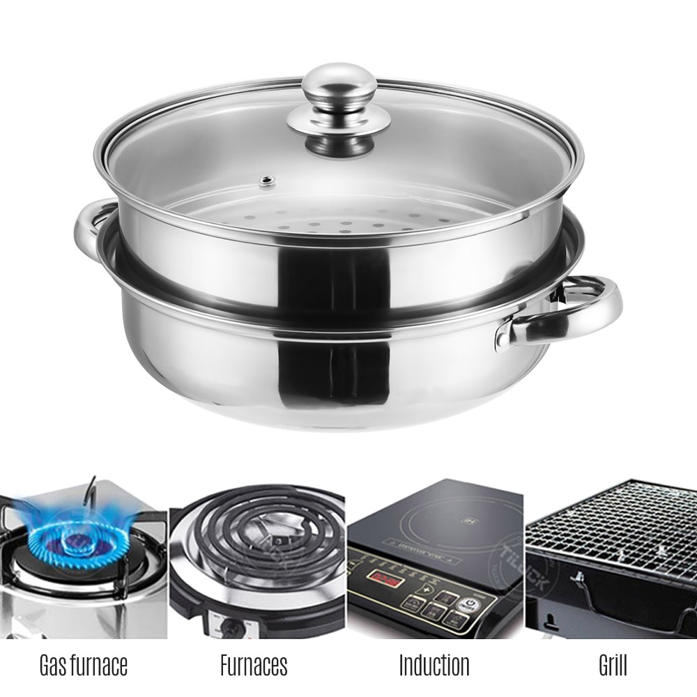 Multifunction Soup Steam Pot Universal Cooking Pot for Induction Cooker Gas Stove Stainless Steel Double Layer Thick Steamer Pot