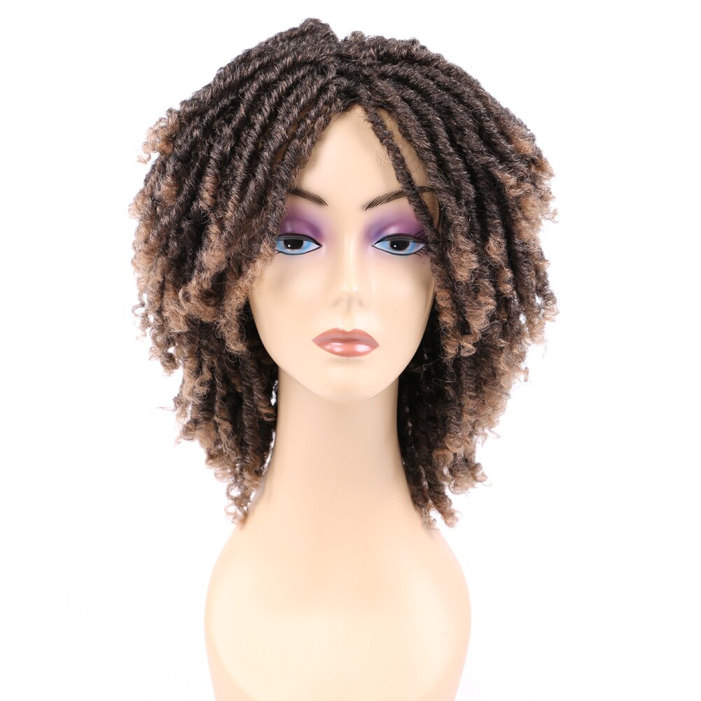 Ombre rastaperuukki lyhyet kiharat synteettiset punotut peruukit mustille afrikkalaisille naisille soku roll twist peruukit päivittäinen vaihto: T1b/27