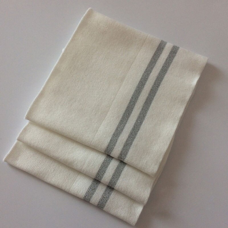 Algodón tejido rib tela para puños tela elástica para coser cuello dobladillo puño, Trim chaqueta, abrigo DIY Ropa Accesorios: white silver