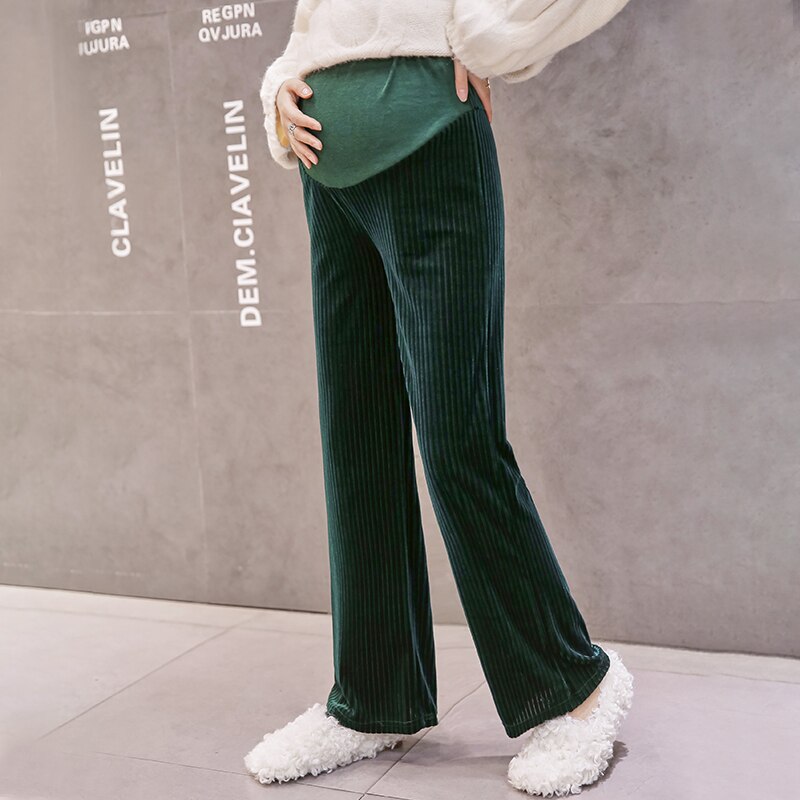 727# Autumn Corduroy Maternity Full Long Pants High Waist Belly Straight Pants Clothes for Pregnant Women Pregnancy Trousers