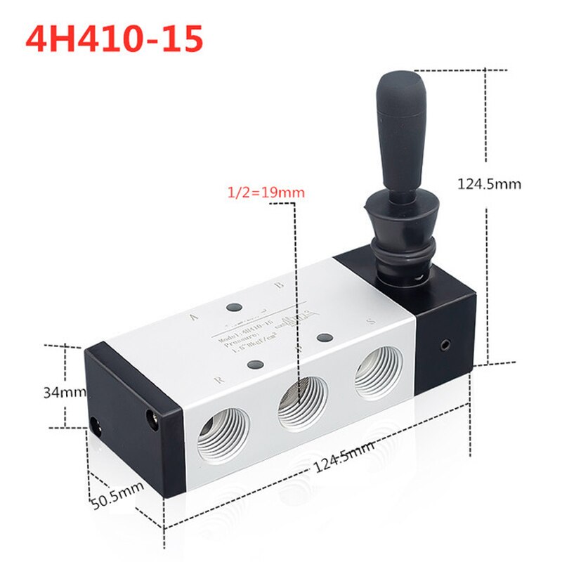 Interrupteur de vanne d'air manuel clé à main 4 h 210-08 4 h 310-10 4 h 410-15 commande pneumatique tirette 1/4 " 2 positions 5 ports plaque d'inversion: 4 h 410-15 / Vanne uniquement