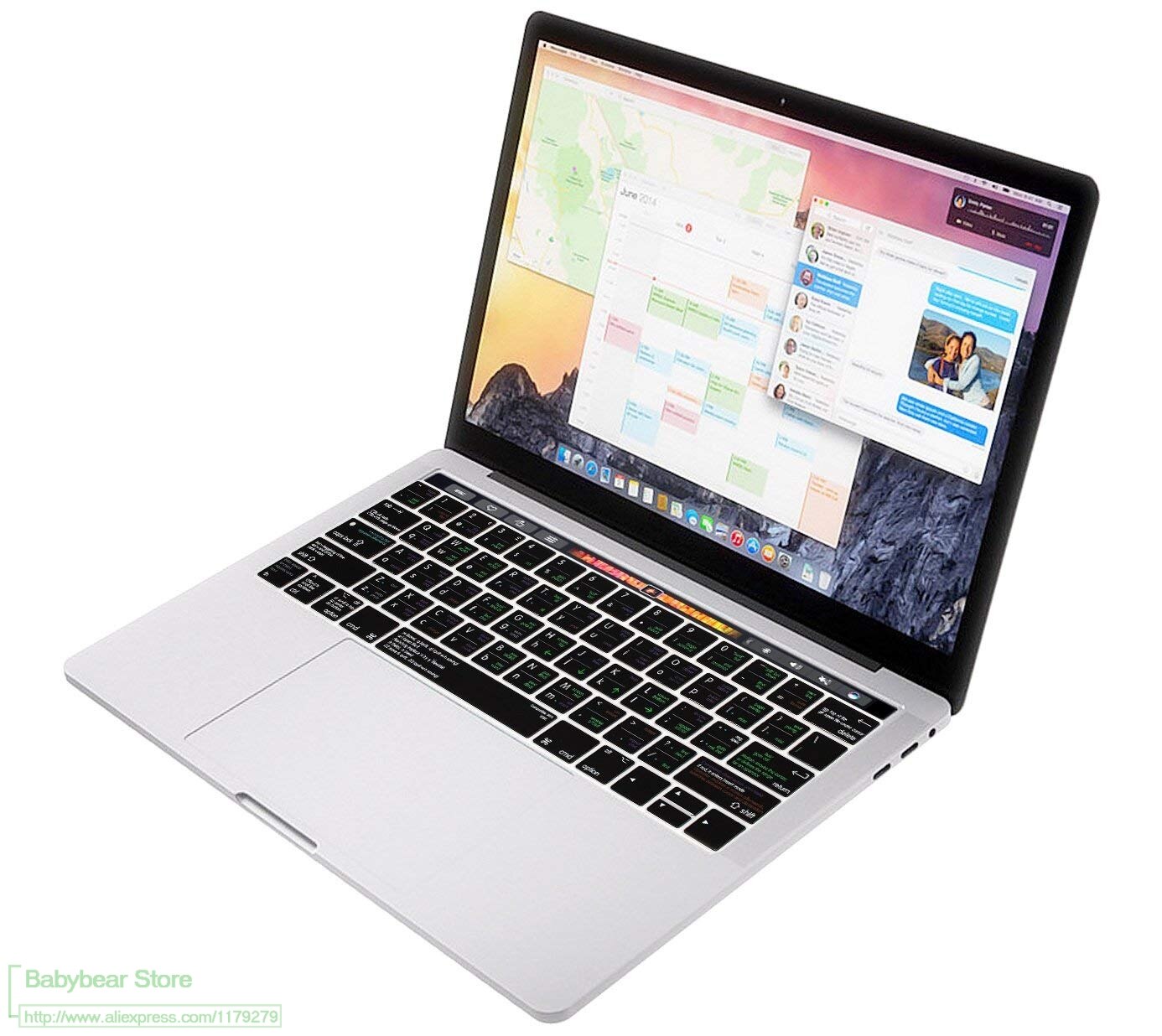 VIM/VI key Functional Shortcut Silicone Keyboard Cover Keypad SKin for Macbook Pro 13" 15" with Touch Bar