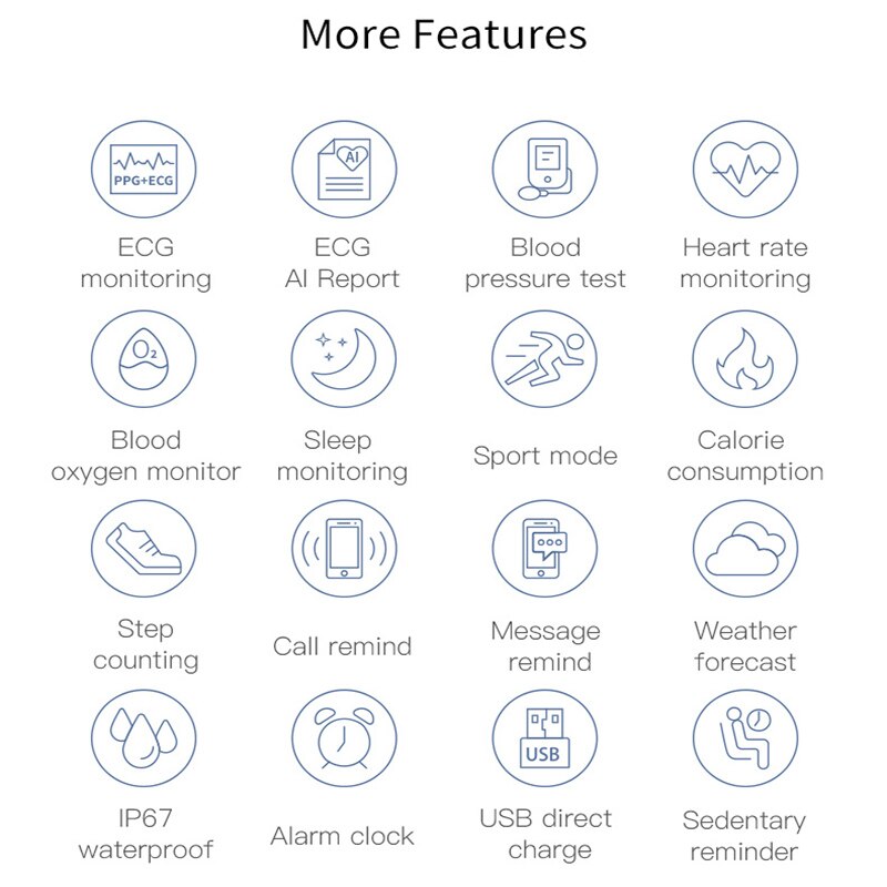 P12 ECG PPG SPO2 Smart Band IP67 Waterproof Heart Rate Blood Pressure Oxygen Monitor Sport Bracelet Fitness Tracker