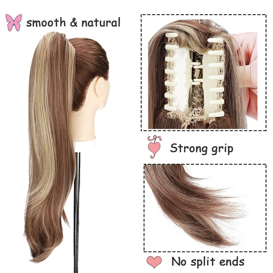 HAIRRO-extensiones de cabello sintético para mujer, extensión de cola de caballo con Clip, 22 pulgadas