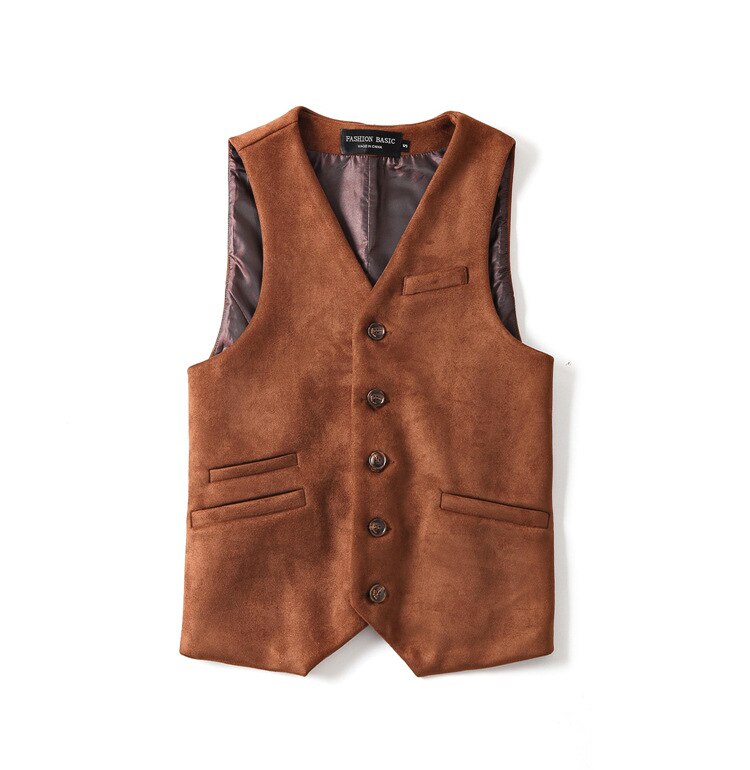 Eksklusiv forår, efterår og vinter ruskind kaffe mørkeblå vest herrevest veste i britisk stil tweed vest herre: Brun / 4xl