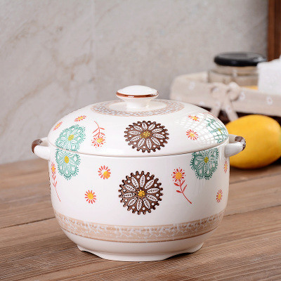 Large capacity Japanese ceramic cover soup noodle bowl stew bowl household tureen tableware set: 2300ml.