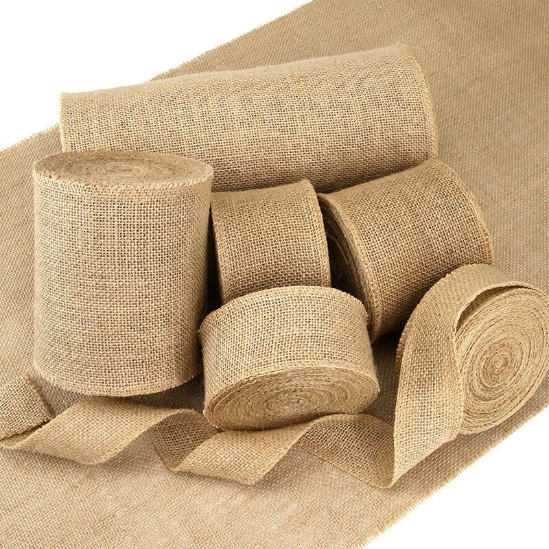 5M 6mm-50mm Natürliche Jute Band Bogen Handwerk DIY Jahrgang Jute Sackleinen Stoff Geschenkpapier NäHenne Party Hochzeit Weihnachten Decortion
