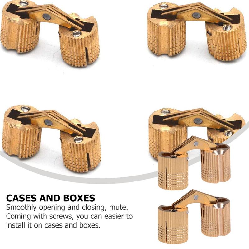 2pcs Heavy Duty Copper Hinge Cylindrical Spring Hinges for Door Box (12MM)