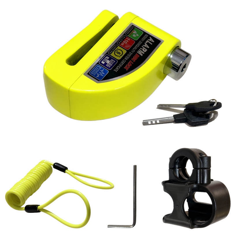 Blocco allarme moto impermeabile Blocco antifurto di sicurezza per scooter bici Blocco freno a disco moto + staffa di blocco + corda promemoria: green