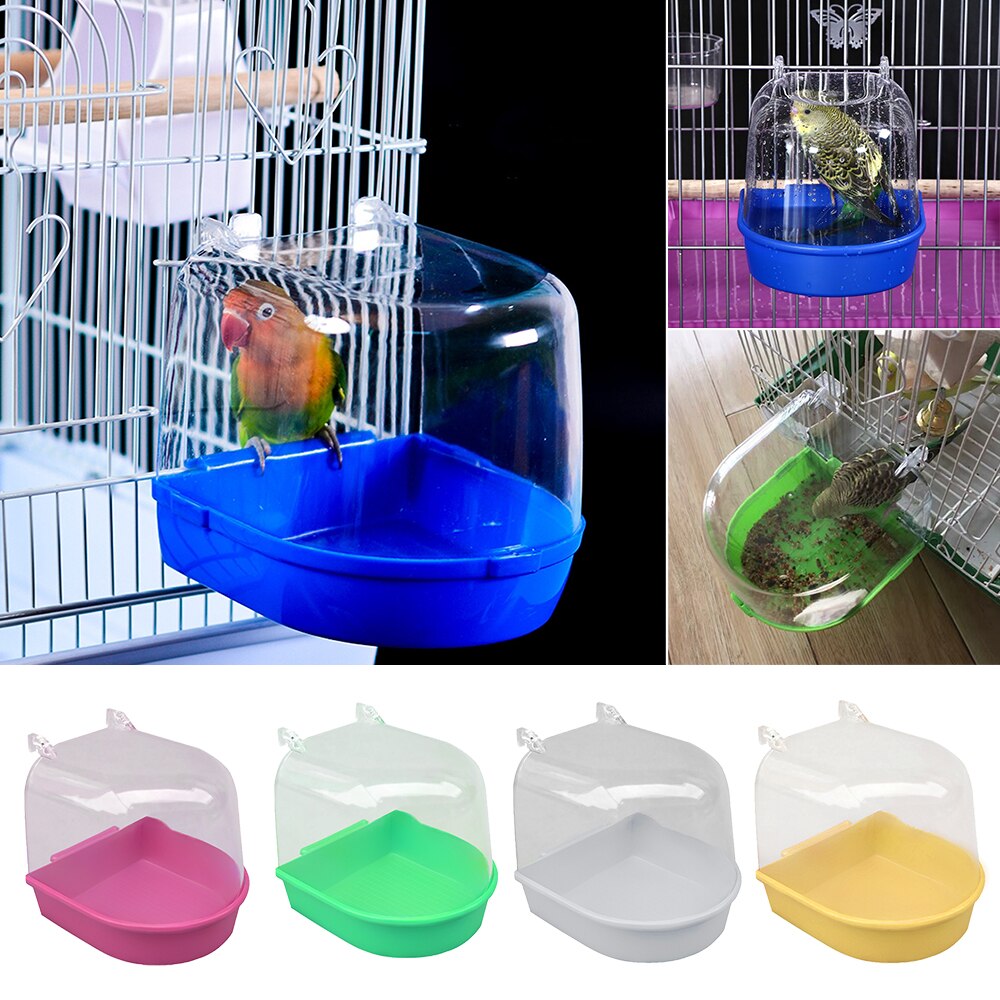 Water Bath Tub For Pet Parakeet Birds Parrots Cage Hanging Accessory Bowl Bird bath Pet Birds Cage Hanging Bathtub Shower Bird