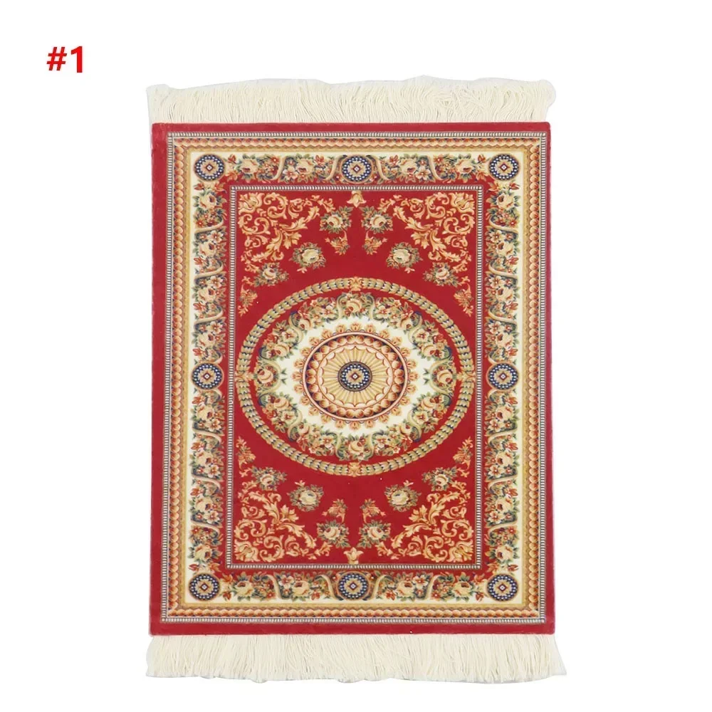 PC Mouse Pad Persian Mini Woven Rug Mat Mousepad Retro Style Carpet Pattern Cup laptop with Home Office Table Decor Craft table: Yellow