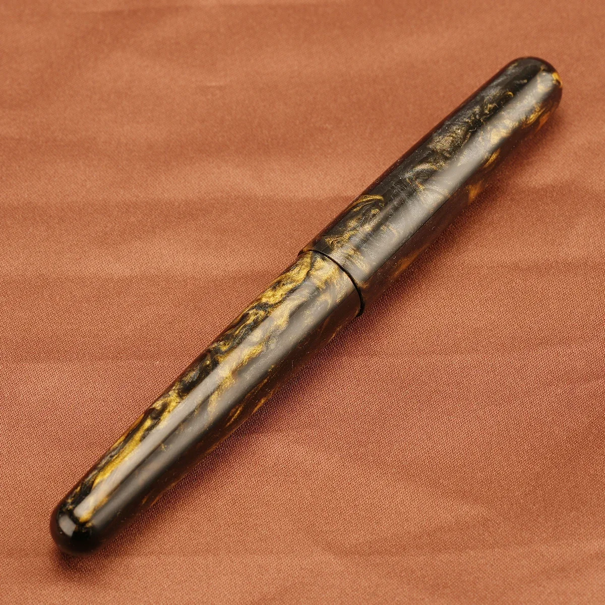 Fuliwen 017 Resin Fountain Pen EF/F/M/Blade Nib Big Size Ink Pen Luxury Unique Irregular Patterns Pen for Office Business: Yellow / F