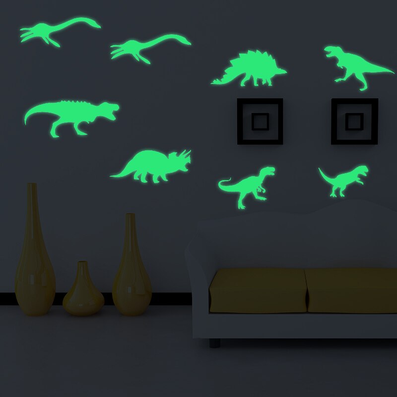9 stuks / één set glow in the dark dinosaurussen speelgoed voor kinderen stickers plafondstickers voor baby huisdecoratie jongens meisjes