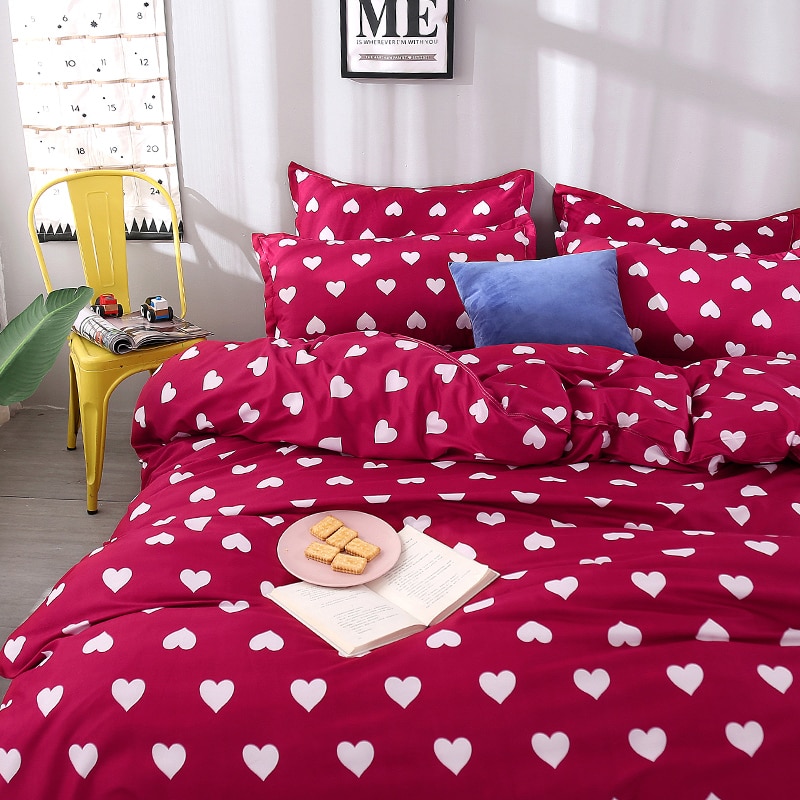Conjunto de ropa de cama con estampado de corazones de estilo conjunto de edredón 2 uds/3 uds. 1 edredón + 1/2 fundas de almohada (sin manta ni sábana)