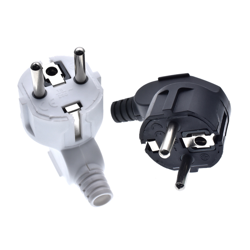 Adaptador de enchufe europeo 4,8, 16A, 250V, salidas de repuesto macho, enchufe eléctrico Schuko recargable, conector Euro para Cable de extensión de alimentación