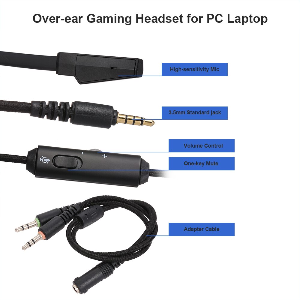 NUBWO N12-auriculares con micrófono y cancelación de ruido, audífonos con conexión AUX de 3,5mm, diadema ajustable para PC y portátil
