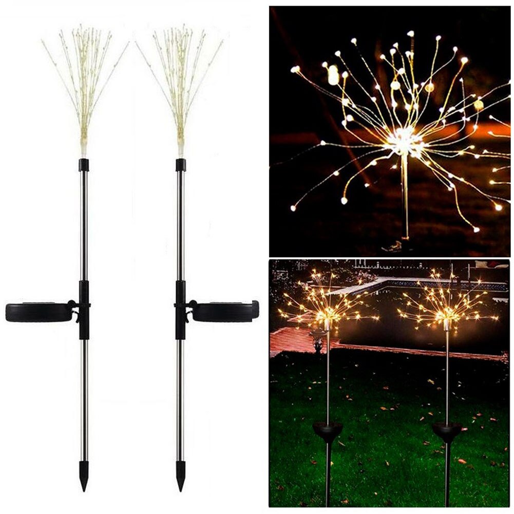 Zonne-vuurwerkverlichting, , 120 led-doe-het-zelf zonne-sterrenhemel, lichtsnoer met zonne-energie, tuinverlichting, vuurwerkverlichting op zonne-energie voor buiten, zonne-gazonlamp