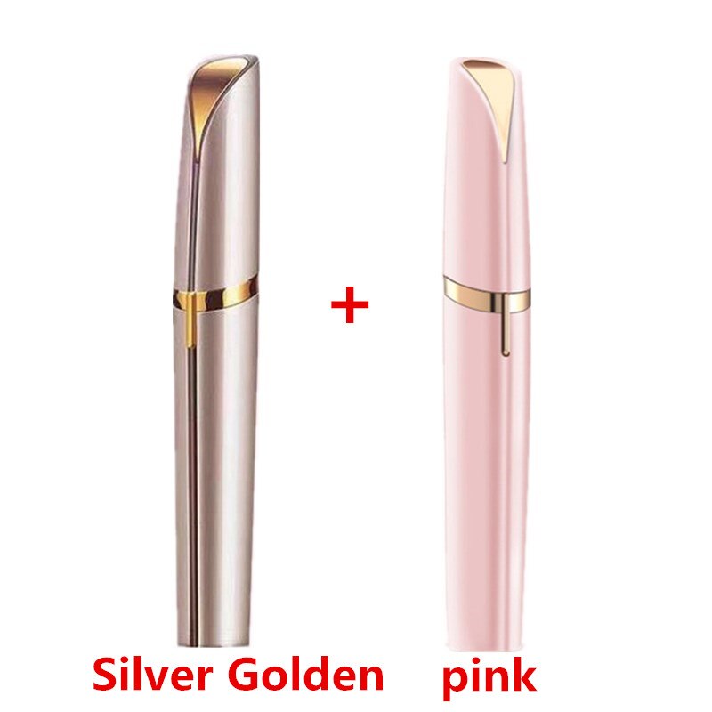 Depiladora eléctrica multifunción para cejas, máquina de afeitar de lápiz, depiladora indolora, recortadora: gold and pink
