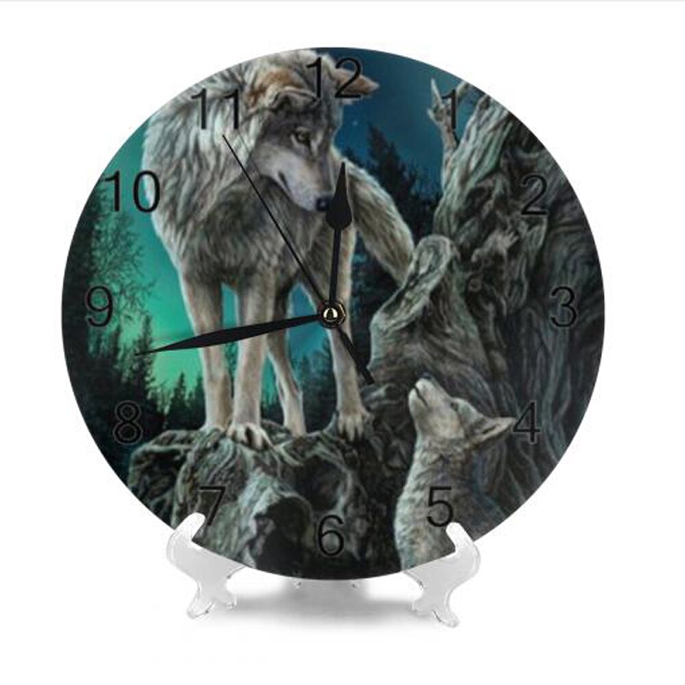Wolf Wall Clocks Numeral Digital Dial Mute No Ticking Slient Battery Operated Kitchen Clocks Kitchen Wall Decor for Livingroom: SZA2038