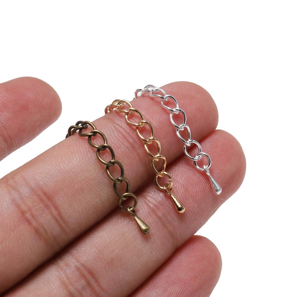 20 stks/partij 50-70mm Uitgebreide Uitbreiding Staart Keten Connectors Water End Kralen Voor DIY Sieraden Maken armband Ketting