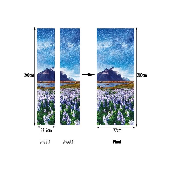 Pegatinas de lavanda azul para puerta de estrella del cielo, decoración del hogar, Mural de vinilo para puerta, Peel y pegatina, papel tapiz de renovación de puerta de madera, calcomanías de PVC: 601