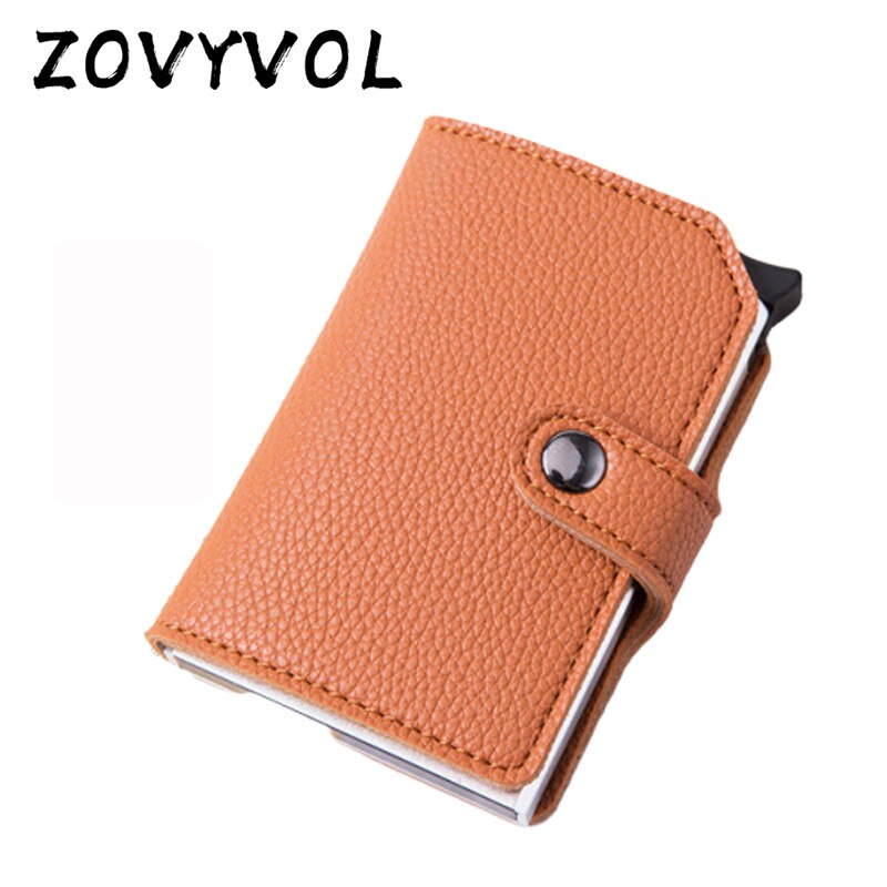 Zovyvol Rfid Blocking Card Portemonnee Mode Credit Card Houder Carbon Fiber Kaarthouder Aluminium Slanke Korte Kaarthouder