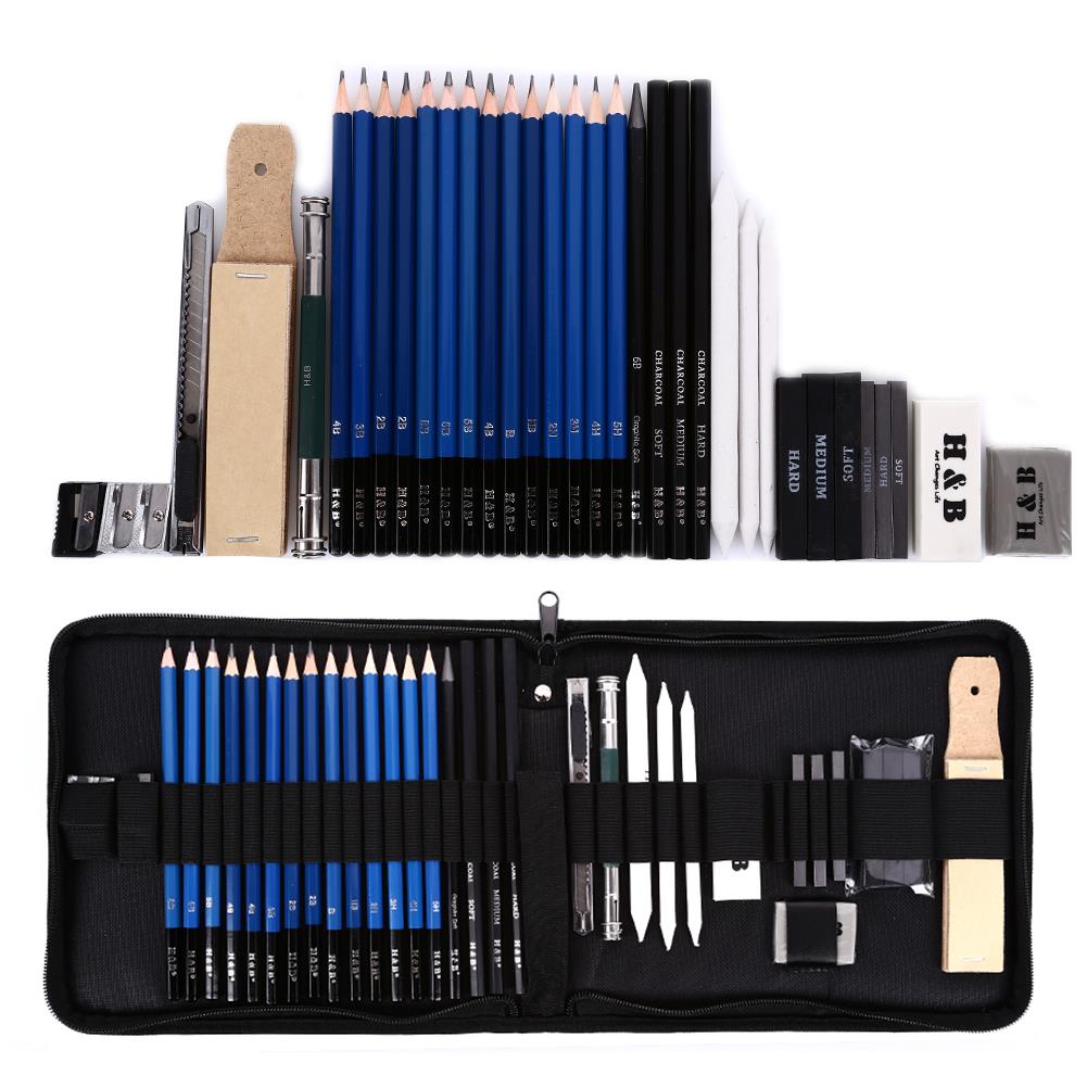 35pcs Sketch Pencil Set Sketch Pencil Painting Tool Set Student Art Supplies Graffiti Crafts Artist Portable Stationery Drawing