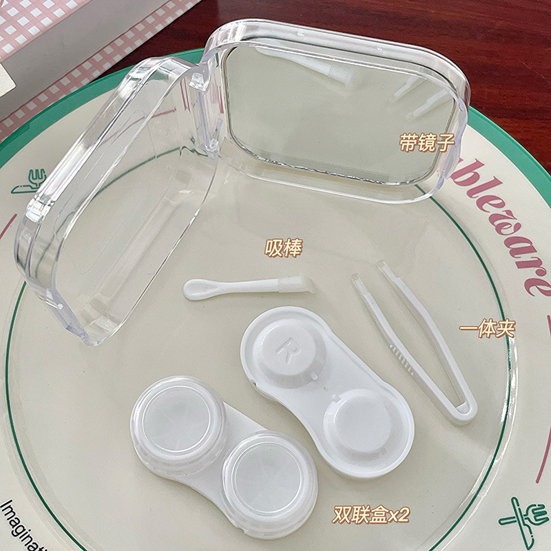 Strik Knoop Konijn Lens Container Vrouwen Ins Contacten Lens Case Mannen Kleur Contactlenzen Opbergdoos Draagbare Reisset