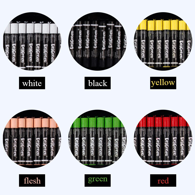 Monochrome Zware Kleurrijke Oliepastels 24 Stks/set 7 Kleuren Ronde Vorm Olie Pastel Krijt Sticks Enkele Kleur Set School Briefpapier