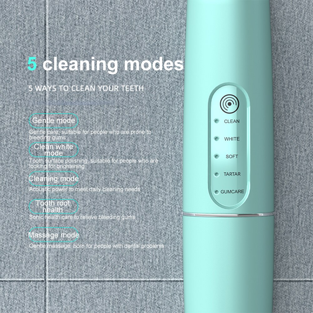 Sonic Electric Toothbrush 5 Cleaning Mode Sonic Toothbrush IPX7 Waterproof Touch Switch Zone Reminder With Brush Head