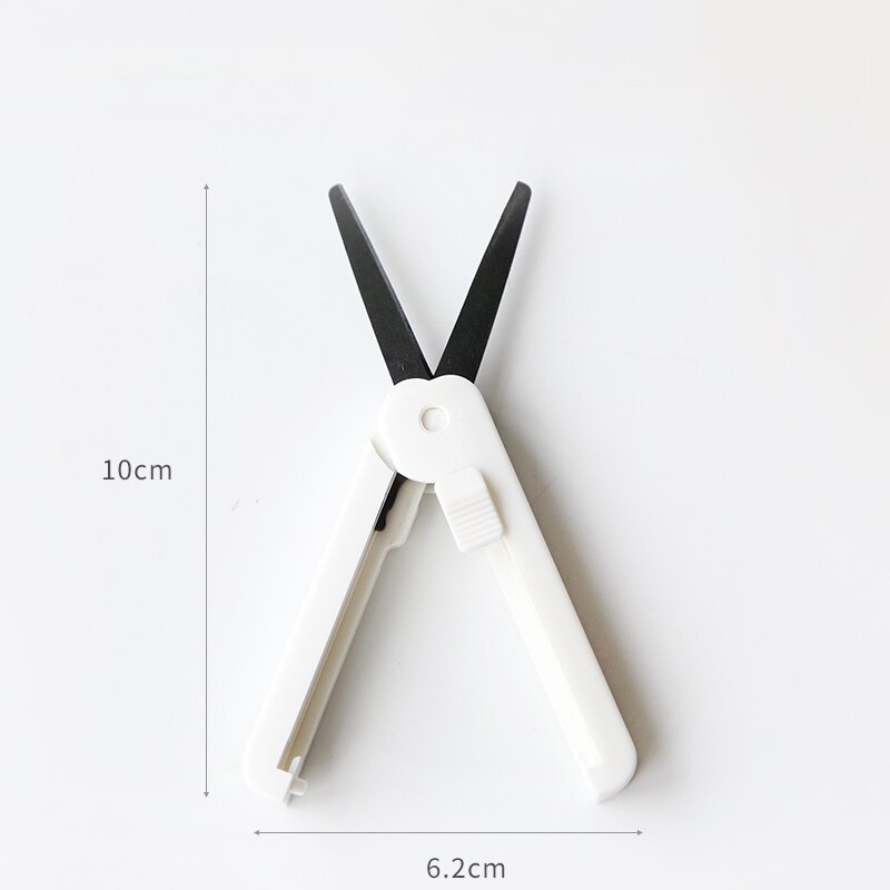Student multiple colour foldable portable scissors office safe school home art preschool kids stationery blunt nib protection: White