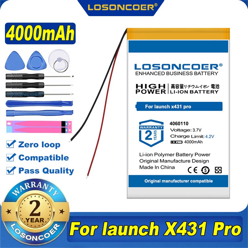 100% originale LOSONCOER nuova batteria 4000mAh 4060110 per lancio X431 Pro batteria per Mp3 MP4 DIY PAD DVD