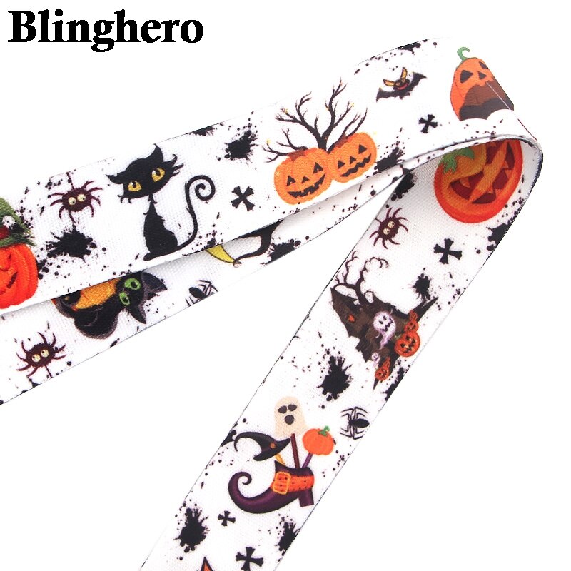 Ca483 halloween abóbora colhedor pescoço correia para cartão de identificação chave telefone cintas usb crachá titular pendurar corda lariat colhedores