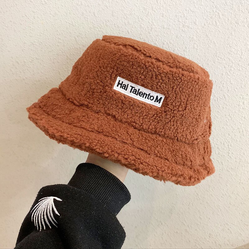 Unisex Pluizige Emmer Hoeden Bekken Hoed Mode Warmte Mooie Toevallige Mannelijke Hoed Hai Talento M Harajuku Warm Winter Hoeden: Bruin