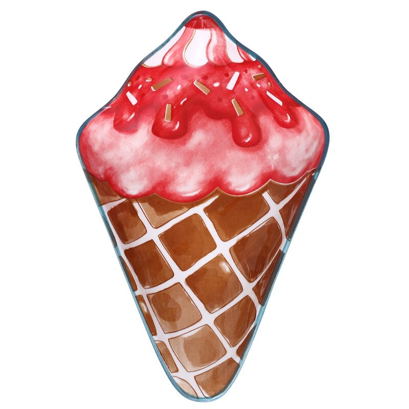 Ice Cream Shape Plate Trinket Ceramic Party Cake Dessert Porcelain Child Cute Cartoons Dish