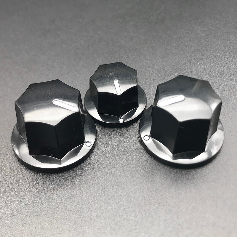 3Pcs Amp Volume Tone Control Knobs Plastic Black Vintage Style Jazz Bass Guitar Potentiometer Knob: 2 Big 1Small
