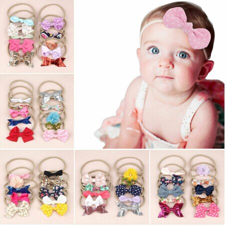 Baby Flower Accessories 10pcs/Sets Infant Kids Baby Girls Women Elastic Headband Nylon Headwear Hair Band Headdress Photo Props