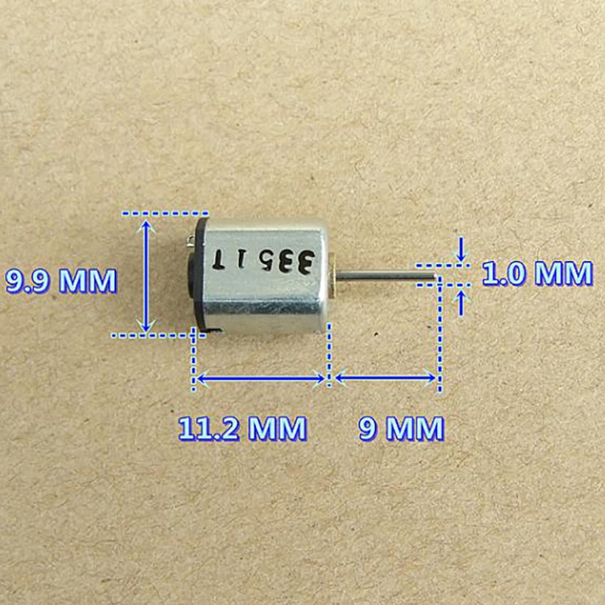 Præcisions mikromotor med metalbørste  dc 5v 32000 rpm  m10 motor minimotor til gør-det-selv modeller udgangsaksel dia 1mm,  længde 9mm