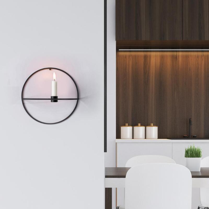 Metal Geometry Round Candlestick Tealight Candle Holder Home Wall Ornaments Decoration Europe 3D Candlestick