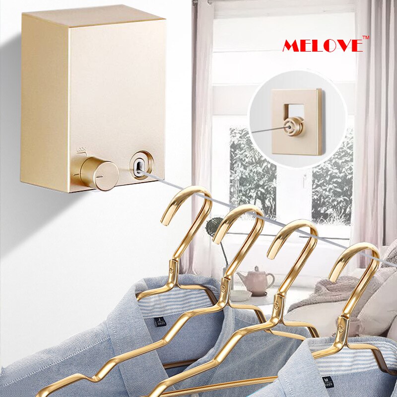 Retractable Clothesline Wall-mounted Indoor Outdoor Clothes Hanger Laundry Drying Line Balcony Invisible Telescopic Drying Lines