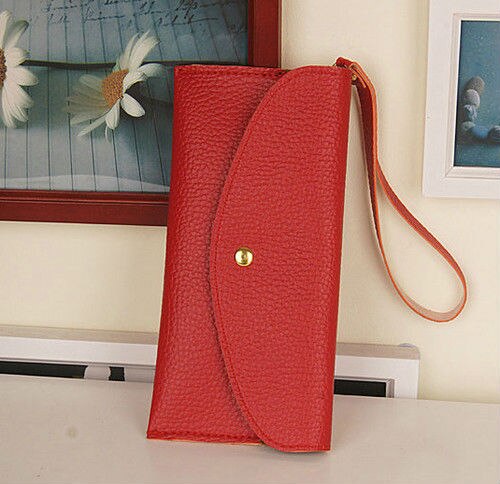 Dünne umschlag-geldbörsen für damen aus spaltleder im koreanischen stil, dünne umschlag-clutches für damen