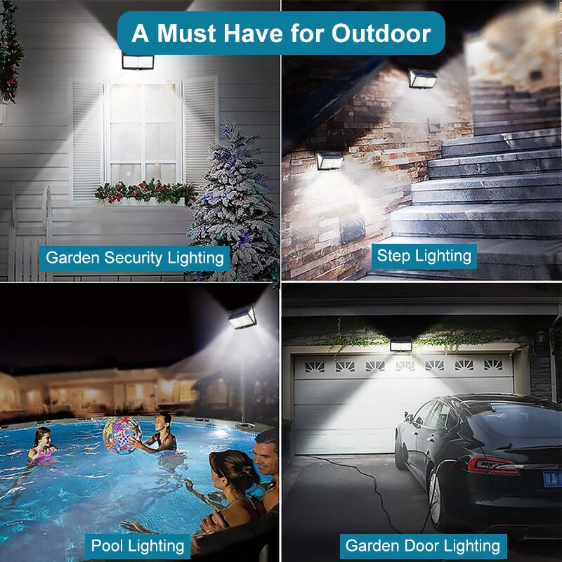 LITOM-Luz LED Solar para exteriores, luz resistente al agua IP65, con Sensor de movimiento PIR, gran angular de 468 °, tres modos de luz, para jardín, 270