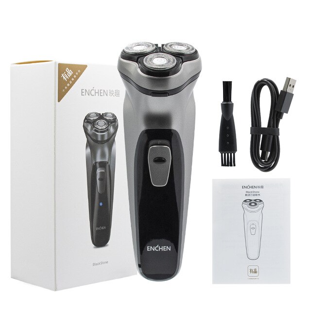 Enchen-Afeitadora eléctrica 3D para hombres, máquina de afeitar lavable tipo C, recargable por USB, cortadora de barba, Afeitadora eléctrica portátil: Blanco